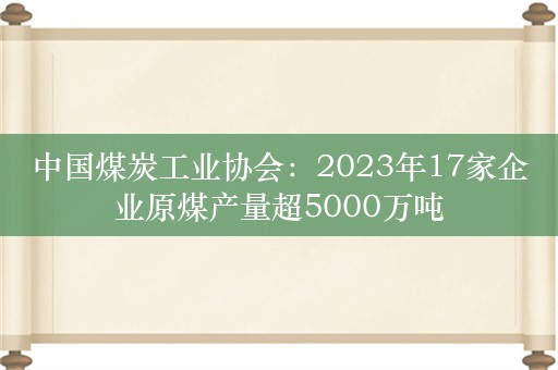 中国煤炭工业协会：2023年17家企业原煤产量超5000万吨