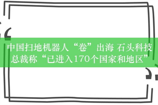 中国扫地机器人“卷”出海 石头科技总裁称“已进入170个国家和地区”