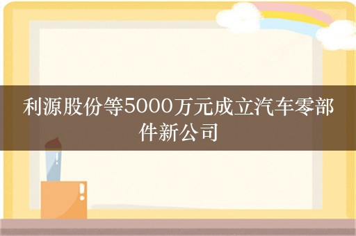 利源股份等5000万元成立汽车零部件新公司