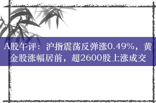 A股午评：沪指震荡反弹涨0.49%，黄金股涨幅居前，超2600股上涨成交额5406亿；机构解读后市