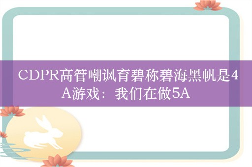  CDPR高管嘲讽育碧称碧海黑帆是4A游戏：我们在做5A