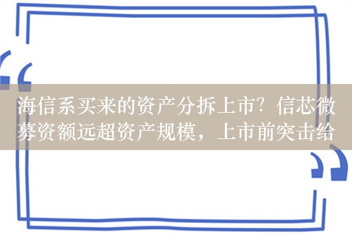 海信系买来的资产分拆上市？信芯微募资额远超资产规模，上市前突击给高管分红