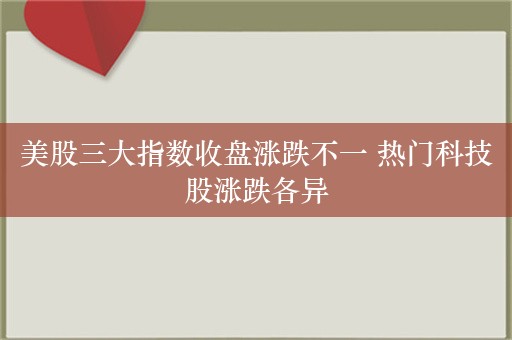 美股三大指数收盘涨跌不一 热门科技股涨跌各异