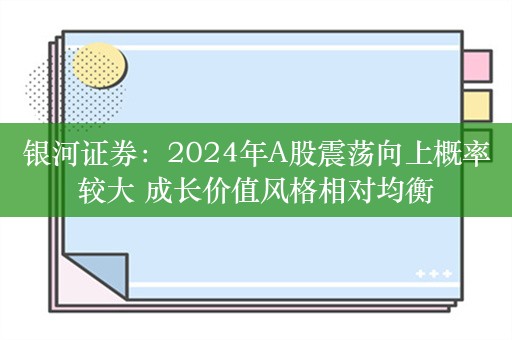 银河证券：2024年A股震荡向上概率较大 成长价值风格相对均衡