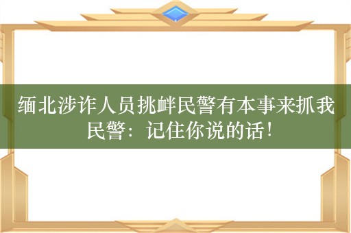 缅北涉诈人员挑衅民警有本事来抓我 民警：记住你说的话！