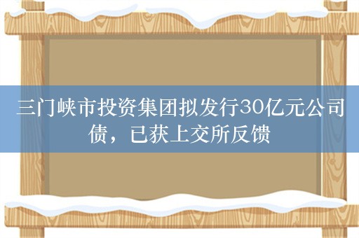 三门峡市投资集团拟发行30亿元公司债，已获上交所反馈