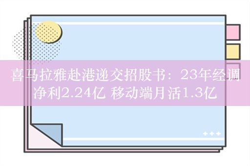 喜马拉雅赴港递交招股书：23年经调净利2.24亿 移动端月活1.3亿