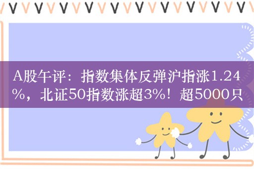 A股午评：指数集体反弹沪指涨1.24%，北证50指数涨超3%！超5000只个股上涨，成交5700亿；机构解读