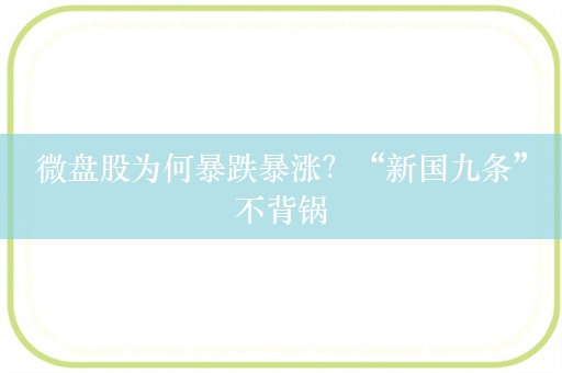 微盘股为何暴跌暴涨？“新国九条”不背锅