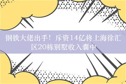 钢铁大佬出手！斥资14亿将上海徐汇区20栋别墅收入囊中