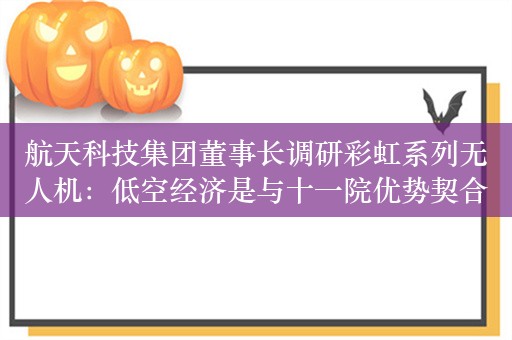 航天科技集团董事长调研彩虹系列无人机：低空经济是与十一院优势契合的新增长引擎