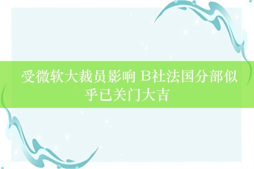  受微软大裁员影响 B社法国分部似乎已关门大吉