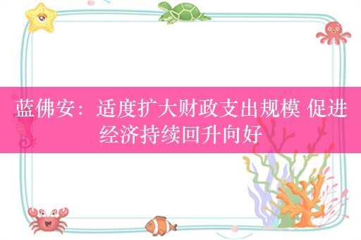 蓝佛安：适度扩大财政支出规模 促进经济持续回升向好