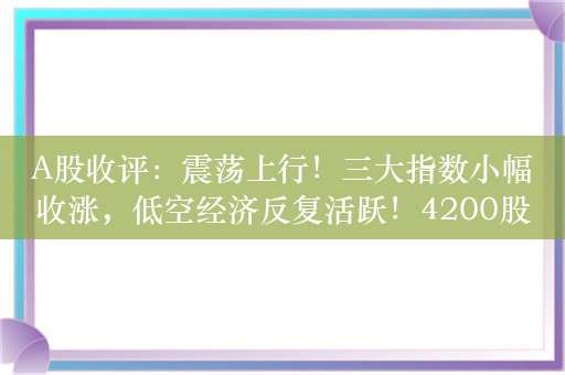 A股收评：震荡上行！三大指数小幅收涨，低空经济反复活跃！4200股上涨，成交7953亿，北上资金净买入46.06亿