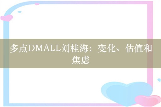 多点DMALL刘桂海：变化、估值和焦虑