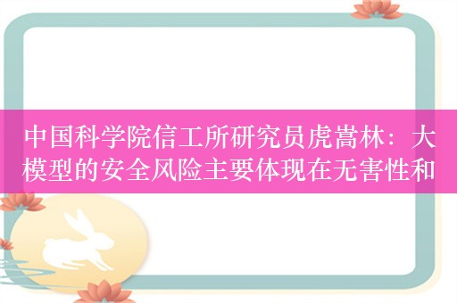 中国科学院信工所研究员虎嵩林：大模型的安全风险主要体现在无害性和诚实性两大方面