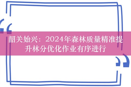 韶关始兴：2024年森林质量精准提升林分优化作业有序进行