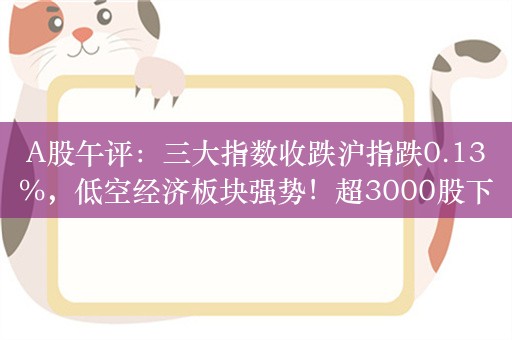 A股午评：三大指数收跌沪指跌0.13%，低空经济板块强势！超3000股下跌，成交6276亿；机构解读后市