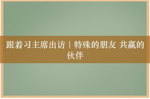 跟着习主席出访｜特殊的朋友 共赢的伙伴