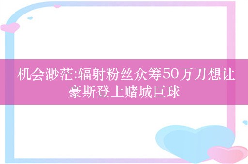  机会渺茫:辐射粉丝众筹50万刀想让豪斯登上赌城巨球