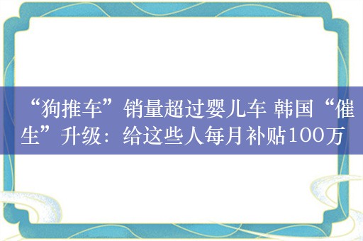 “狗推车”销量超过婴儿车 韩国“催生”升级：给这些人每月补贴100万韩元！