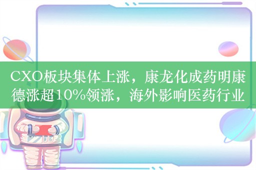 CXO板块集体上涨，康龙化成药明康德涨超10%领涨，海外影响医药行业最大不确定性有望落地