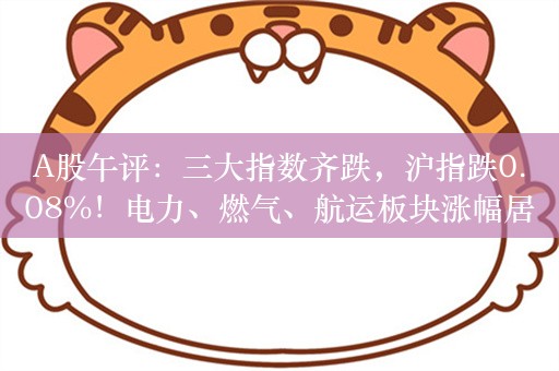 A股午评：三大指数齐跌，沪指跌0.08%！电力、燃气、航运板块涨幅居前，超3900股下跌，成交5694亿