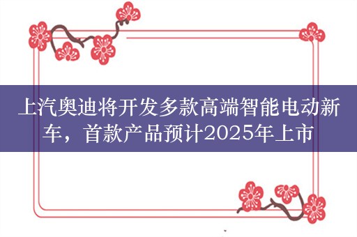 上汽奥迪将开发多款高端智能电动新车，首款产品预计2025年上市