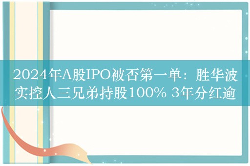 2024年A股IPO被否第一单：胜华波实控人三兄弟持股100% 3年分红逾3亿元