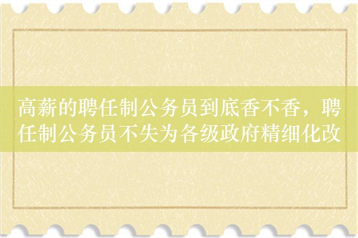 高薪的聘任制公务员到底香不香，聘任制公务员不失为各级政府精细化改革下的有益探索