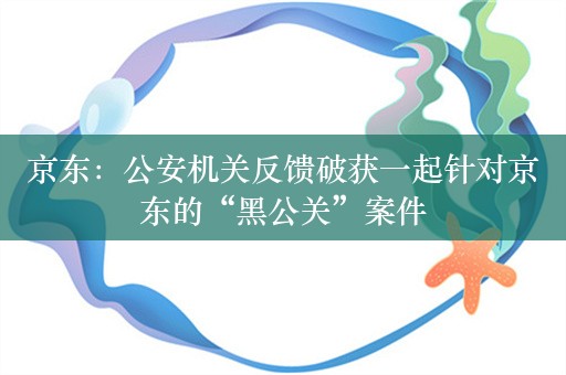 京东：公安机关反馈破获一起针对京东的“黑公关”案件