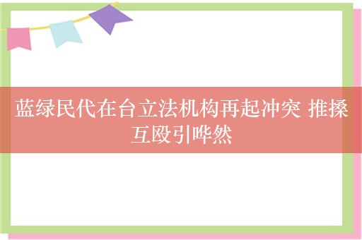 蓝绿民代在台立法机构再起冲突 推搡互殴引哗然