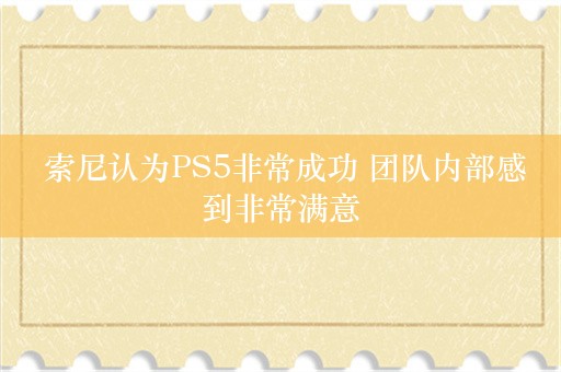  索尼认为PS5非常成功 团队内部感到非常满意