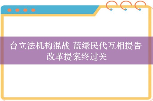 台立法机构混战 蓝绿民代互相提告 改革提案终过关