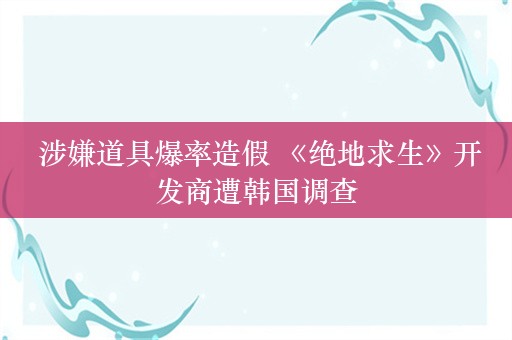  涉嫌道具爆率造假 《绝地求生》开发商遭韩国调查