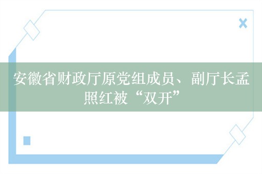 安徽省财政厅原党组成员、副厅长孟照红被“双开”