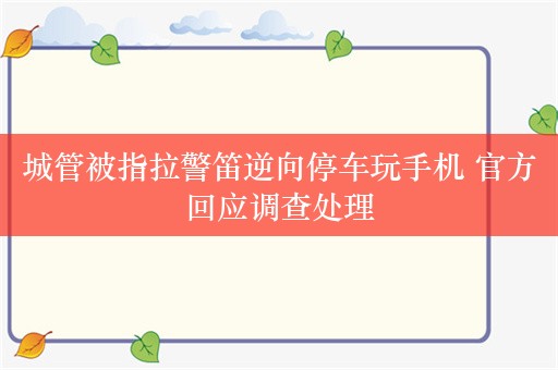 城管被指拉警笛逆向停车玩手机 官方回应调查处理