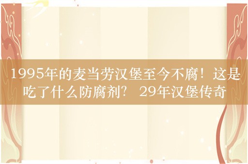 1995年的麦当劳汉堡至今不腐！这是吃了什么防腐剂？ 29年汉堡传奇