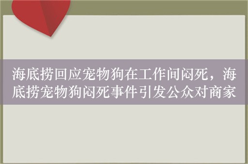 海底捞回应宠物狗在工作间闷死，海底捞宠物狗闷死事件引发公众对商家责任与宠物安全的广泛讨论