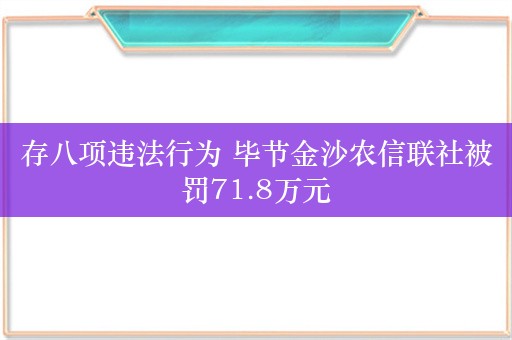 存八项违法行为 毕节金沙农信联社被罚71.8万元