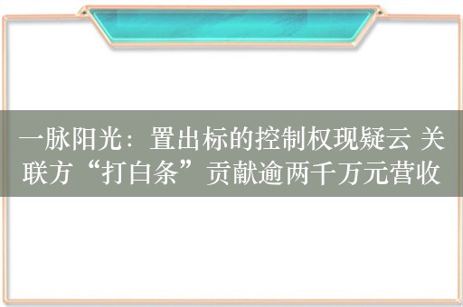 一脉阳光：置出标的控制权现疑云 关联方“打白条”贡献逾两千万元营收