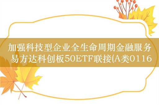 加强科技型企业全生命周期金融服务 易方达科创板50ETF联接(A类011608/C类011609)一键分享科技型企业政策红利