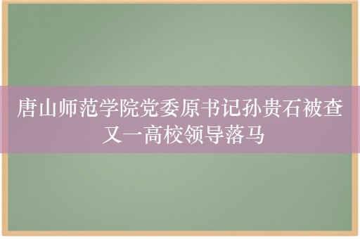 唐山师范学院党委原书记孙贵石被查 又一高校领导落马