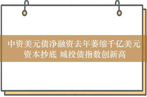 中资美元债净融资去年萎缩千亿美元 资本抄底 城投债指数创新高