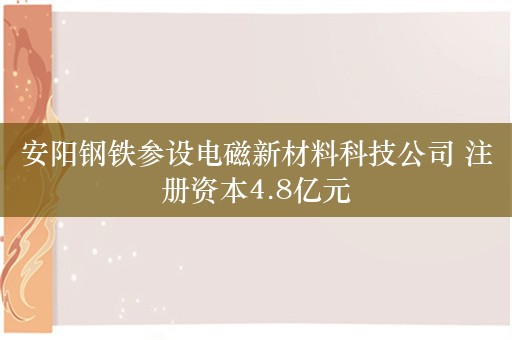 安阳钢铁参设电磁新材料科技公司 注册资本4.8亿元