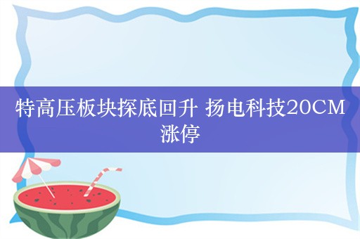 特高压板块探底回升 扬电科技20CM涨停