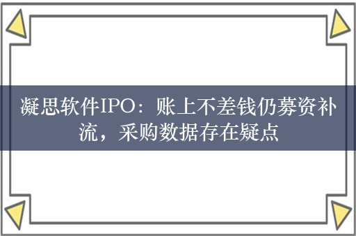 凝思软件IPO：账上不差钱仍募资补流，采购数据存在疑点