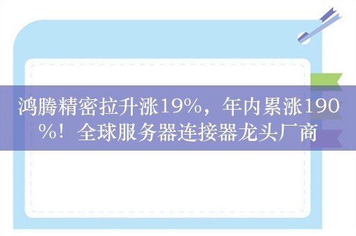 鸿腾精密拉升涨19%，年内累涨190%！全球服务器连接器龙头厂商