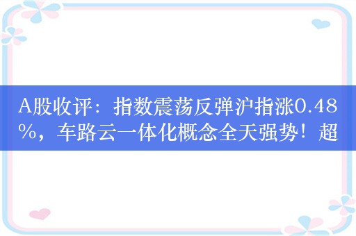 A股收评：指数震荡反弹沪指涨0.48%，车路云一体化概念全天强势！超3900股上涨，成交7370亿；机构解读