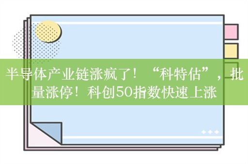 半导体产业链涨疯了！“科特估”，批量涨停！科创50指数快速上涨